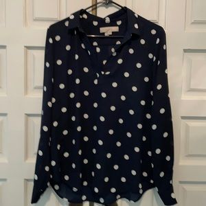 Navy polka dot blouse